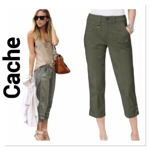 CACHE Capris Olive Green Cargo size 6 Y2K